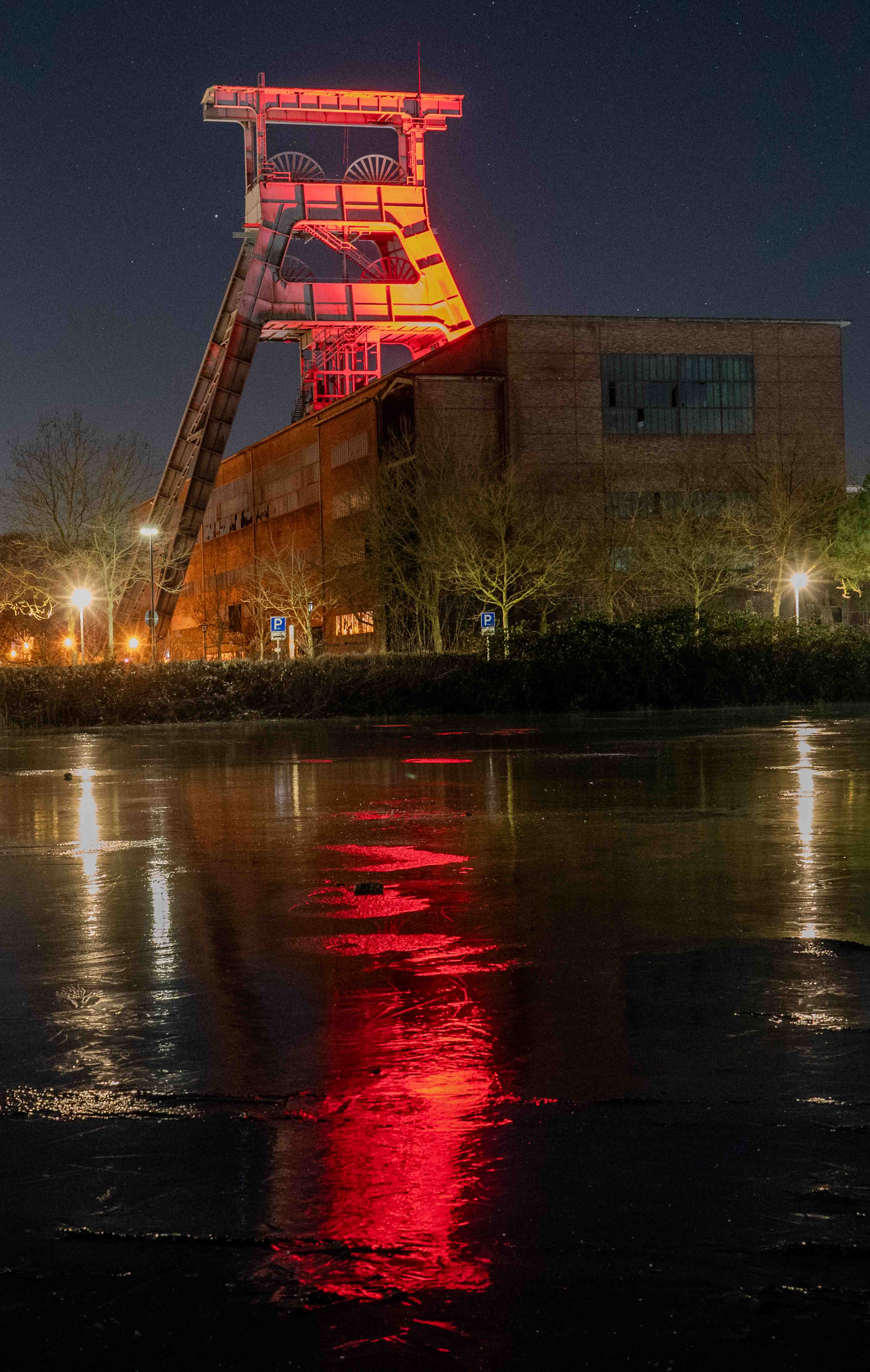 Zeche Ewald bei Nacht